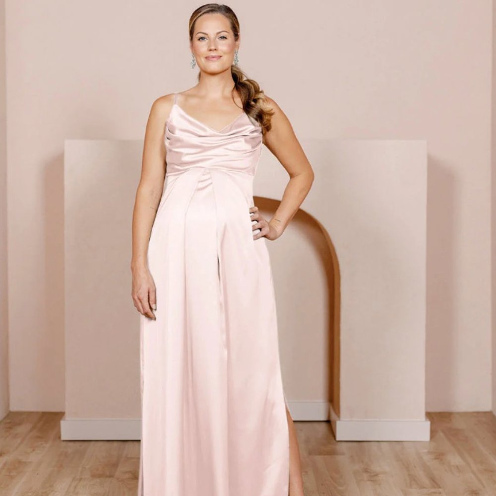 REVELRY bridesmaids dress - Maternity Skye Satin Dress - Blush Color - 705